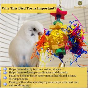 img 2 attached to 🦜 Vibrant SunGrow Parakeet Toy: Engaging Rattan, Wood and Shredded Paper Playtoy for Small & Medium Parrots, Cockatiels, Lovebirds & Finches