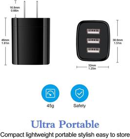 img 1 attached to 🔌 Hootek USB настенное зарядное устройство: 2-Pack 3-Port быстрое зарядное устройство для iPhone 13/12/11 Pro Max, Samsung Galaxy S21/S20, iPad – Адаптер питания 3.1A