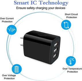 img 2 attached to 🔌 Hootek USB настенное зарядное устройство: 2-Pack 3-Port быстрое зарядное устройство для iPhone 13/12/11 Pro Max, Samsung Galaxy S21/S20, iPad – Адаптер питания 3.1A