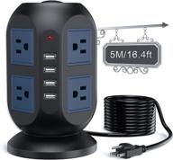 ultimate power strip tower surge protector - 5m/16.4ft cord, 8 ac outlets & 4 usb ports, overload & short circuit protection логотип