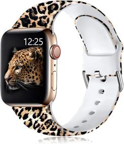 img 4 attached to Ремешок Muranne для Apple Watch SE 40 мм 38 мм 42 мм 44 мм - Стильные бесцветные заменяемые ремешки с принтом для женщин, девушек и девочек - Милые мягкие силиконовые спортивные браслеты для iWatch Series 6 5 4 3 2 1.