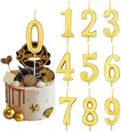 🎂 olanhey 10 pcs glitter birthday number candles cake topper decoration - numeral candles for birthday, wedding, reunion, theme party - numbers 0-9 in gold logo