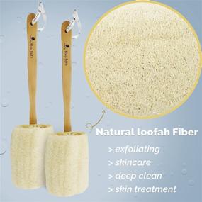 img 2 attached to 🛁 Bleu Bath 2-Pack: Organic Luffa Exfoliating Loofah Back Brush with Long Wooden Handle - Ideal for Sensitive Skin, Men & Women