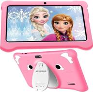 👧 kid's tablet android 10.0, 7 inch with 3gb ram + 32gb rom/128gb expandable, quad core 5.0mp wifi camera, parental control, kid-proof, pre-loaded education apps, tablet for kids with anti-drop case (pink) logo
