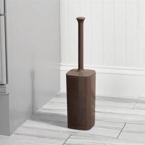 img 3 attached to 🧻 mDesign Modern Square Plastic Toilet Bowl Brush and Holder - Compact Free-Standing Design, Sturdy and Deep Cleaning - Chocolate Brown