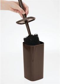 img 1 attached to 🧻 mDesign Modern Square Plastic Toilet Bowl Brush and Holder - Compact Free-Standing Design, Sturdy and Deep Cleaning - Chocolate Brown