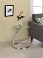 modern glass accent side end table with chrome finish - kings brand logo