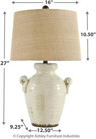 img 1 attached to 🏡 Farmhouse Ceramic Table Lamp with Cream Glaze Crackle Finish - Signature Design by Ashley, 27 inches