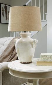 img 2 attached to 🏡 Farmhouse Ceramic Table Lamp with Cream Glaze Crackle Finish - Signature Design by Ashley, 27 inches