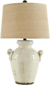 img 3 attached to 🏡 Farmhouse Ceramic Table Lamp with Cream Glaze Crackle Finish - Signature Design by Ashley, 27 inches