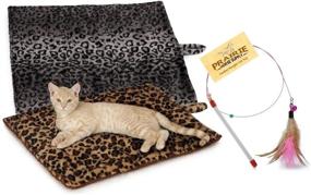 img 1 attached to 🐱 Premium Thermal Cat Mat and Bonus Cat Toy (Various Colors) - Set of 1, 2, 3, or 4 Mats - Cozy Self-Heating Warming Pad for Cats, Kittens, Puppies, and Small Dogs - Reversible and Washable Bedding - No Electricity Required