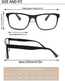 img 2 attached to 👓 MODFANS Oversize Reading Glasses 2.25 for Men Women - Large Readers with Square Frame, Lightweight & Spring Hinge - Mixed Color with 4 Pouches