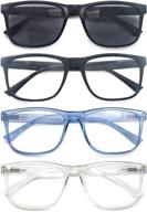 👓 modfans oversize reading glasses 2.25 for men women - large readers with square frame, lightweight & spring hinge - mixed color with 4 pouches logo