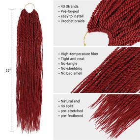 img 2 attached to Premium Quality 22 Inch Senegalese Twist Crochet Braids Hair: Small Havana Mambo, Pre-Stretched, Pre-Looped - Pack of 6 (118)