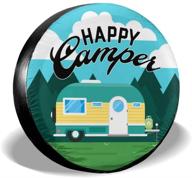 🌞 waterproof uv sun tyre cover for trailers, rvs, suvs & more - 15 inch happy camper camping spare tire cover logo