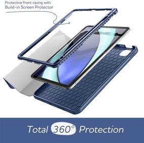 img 2 attached to 📱 SURITCH Case for iPad Air 4 10.9 inch 2020 &amp; iPad Pro 11 2020 2018(NOT for 2021) - Navy Blue | Built-in Screen Protector, Pencil Holder, Lightweight Full Body Protective Smart Cover with Magnetic Stand