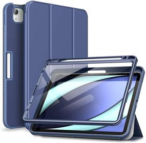 img 4 attached to 📱 SURITCH Case for iPad Air 4 10.9 inch 2020 &amp; iPad Pro 11 2020 2018(NOT for 2021) - Navy Blue | Built-in Screen Protector, Pencil Holder, Lightweight Full Body Protective Smart Cover with Magnetic Stand