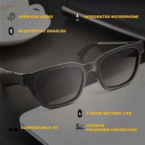 img 1 attached to Поляризованные солнцезащитные очки с Bluetooth-аудио - Flows: открытые динамики, увеличенное время работы от батареи, защита от УФ-излучения типа UVA и UVB, умные очки для мужчин и женщин - стиль Bruno (матово-черный)