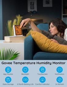 img 2 attached to Govee Indoor Bluetooth Thermometer Hygrometer with Large Backlight LCD Touchscreen, 2 Years 🌡️ Data Storage, App Alerts - Digital Wireless Temperature Humidity Monitor for Rooms, Homes, and Greenhouses