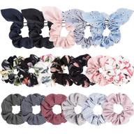 🌸 jaciya 18 pack chiffon flower hair scrunchies, cute elastic hair bands for women, hair ties ropes, hair accessories scrunchie set logo