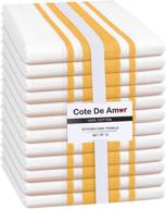 côte de amor set of 12 cotton kitchen dish towels - absorbent, durable, and 🍋 washable 15x25 tea towels, dish cloths, bar towels, cleaning towels with hanging loop - yellow and white logo