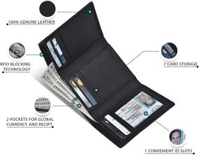 img 2 attached to 💼 Stylish Slim Leather RFID Trifold Wallet: The Ultimate Men's Accessory for Card Security & Money Organization