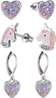 hypoallergenic unicorn butterfly screwback earrings for toddler girls' jewelry logo