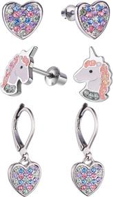 img 4 attached to Hypoallergenic Unicorn Butterfly Screwback Earrings for Toddler Girls' Jewelry