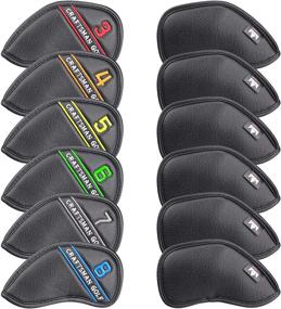 img 1 attached to 🧰 Craftsman Golf Left Handed 12pcs Black Synthetic Leather Iron Head Covers Set with Colorful Number Embroidery - Perfect Fit for Callaway, Ping, Taylormade, Cobra, and More!