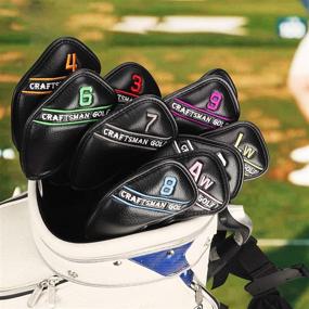 img 3 attached to 🧰 Craftsman Golf Left Handed 12pcs Black Synthetic Leather Iron Head Covers Set with Colorful Number Embroidery - Perfect Fit for Callaway, Ping, Taylormade, Cobra, and More!