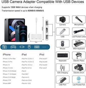 img 3 attached to HDMI адаптер для iPhone к телевизору, двойной USB OTG адаптер с считывателем карт SD/Micro SD, порт зарядки - поддерживает HDTV/монитор/проектор/USB-накопитель/миди-клавиатуру/мышь - для iPhone iPad.