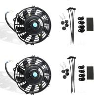 efficient cooling system: mostplus black universal electric radiator fans (7 inch) - set of 2 - 12v + mounting kit logo
