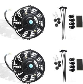 img 4 attached to Efficient Cooling System: MOSTPLUS Black Universal Electric Radiator Fans (7 Inch) - Set of 2 - 12V + Mounting Kit