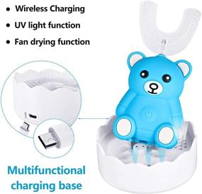 img 1 attached to 🐻 Blue Bear Style Children's Electric Toothbrush for Toddlers Kids Age 2-6, Sonic Toothbrush with 3 U-Shaped Toothbrush Heads for Sensitive Teeth Whitening