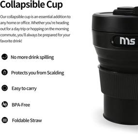 img 2 attached to 🥤 Portable Collapsible Cup with Lid | Silicone Camping Mug | Reusable Straw | Leakproof Design | BPA Free | 450ml Capacity | Ideal for Sports, Traveling, Hiking