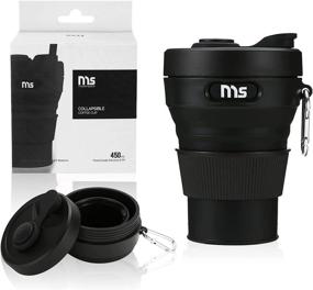 img 4 attached to 🥤 Portable Collapsible Cup with Lid | Silicone Camping Mug | Reusable Straw | Leakproof Design | BPA Free | 450ml Capacity | Ideal for Sports, Traveling, Hiking