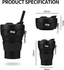 img 3 attached to 🥤 Portable Collapsible Cup with Lid | Silicone Camping Mug | Reusable Straw | Leakproof Design | BPA Free | 450ml Capacity | Ideal for Sports, Traveling, Hiking