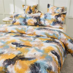 img 3 attached to 🛏️ Mengersi Ink Marble Duvet Cover Set - Twin Comforter Bedding with Zipper Closure & Pillow Sham: Stylish and Convenient