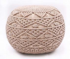 img 2 attached to 🪑 Handcrafted Cotton Macrame Pouf Ottoman Footrest - Bean Bag Floor Chair - Ideal for Living Rooms, Bedrooms, and Kids Rooms - Compact Furniture (18"x18"x14" - Natural)