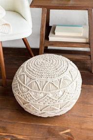 img 3 attached to 🪑 Handcrafted Cotton Macrame Pouf Ottoman Footrest - Bean Bag Floor Chair - Ideal for Living Rooms, Bedrooms, and Kids Rooms - Compact Furniture (18"x18"x14" - Natural)