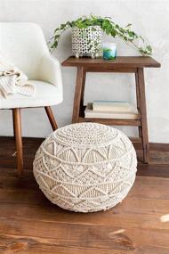 img 4 attached to 🪑 Handcrafted Cotton Macrame Pouf Ottoman Footrest - Bean Bag Floor Chair - Ideal for Living Rooms, Bedrooms, and Kids Rooms - Compact Furniture (18"x18"x14" - Natural)