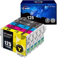 🖨️ uniwork remanufactured ink cartridge kit for epson 125 t125 - compatible with nx125 nx127 nx130 nx230 nx420 nx530 nx625, workforce 320 323 325 520 printers - includes 2 black, 1 cyan, 1 magenta, 1 yellow logo