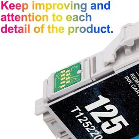 img 2 attached to 🖨️ Uniwork Remanufactured Ink Cartridge Kit for Epson 125 T125 - Compatible with NX125 NX127 NX130 NX230 NX420 NX530 NX625, Workforce 320 323 325 520 Printers - Includes 2 Black, 1 Cyan, 1 Magenta, 1 Yellow