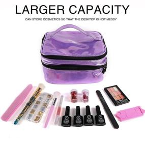 img 2 attached to 💅 Nail Polish Storage Bag, Waterproof Portable Organizer for 30 Bottles (15ml - 0.5 fl.oz), with Adjustable Dividers, Ideal for Nail Polish and Manicure Set, Purple (Bag Only)