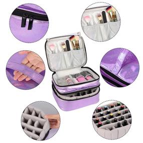 img 3 attached to 💅 Nail Polish Storage Bag, Waterproof Portable Organizer for 30 Bottles (15ml - 0.5 fl.oz), with Adjustable Dividers, Ideal for Nail Polish and Manicure Set, Purple (Bag Only)