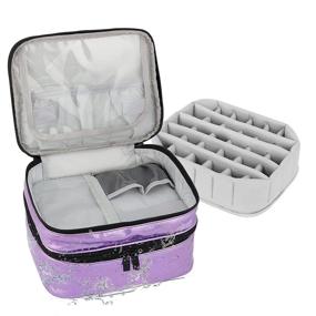 img 4 attached to 💅 Nail Polish Storage Bag, Waterproof Portable Organizer for 30 Bottles (15ml - 0.5 fl.oz), with Adjustable Dividers, Ideal for Nail Polish and Manicure Set, Purple (Bag Only)