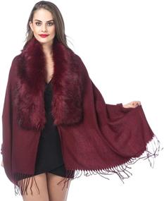 img 3 attached to Ladies' Luxurious Faux Fur Collar Joint Wrap Scarf for Cold Weather