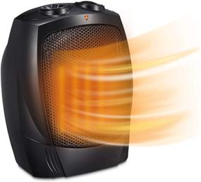 img 4 attached to 🔥 Energy Efficient Portable Ceramic Electric Space Heater for Home and Office Indoor Use - Adjustable Thermostat, Overheat Protection, 750W/1500W - Black