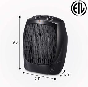 img 1 attached to 🔥 Energy Efficient Portable Ceramic Electric Space Heater for Home and Office Indoor Use - Adjustable Thermostat, Overheat Protection, 750W/1500W - Black