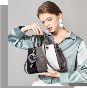 img 3 attached to Stylish Linno Leather Purses and Handbags: Top Handle Satchel Women's Shoulder Tote Bags with Dual Straps